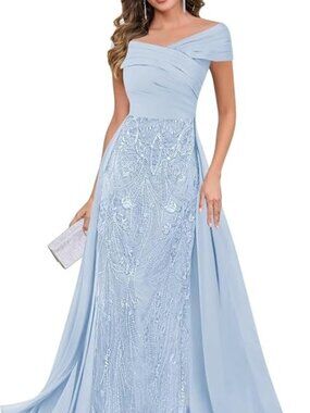Lace Chiffon Mermaid Long Formal Ball Gown